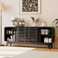 thumbnail image 2 of LazySunsets Mid Century Modern Fireplace TV Stand with 36 Inch Electric Fireplace LED Lights Fits TVs up to 80 Inch Wood Media Console with Slatted Sliding Doors for Living Room,Black, 2 of 8