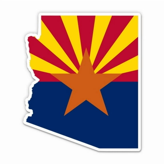 Arizona Flag State Shape - 3" Vinyl Sticker - For Car Laptop Water Bottle Phone - Waterproof Decal
