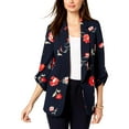 thumbnail image 1 of Nine West Womens Floral Open-Front Open-Front Blazer Navy L, 1 of 2