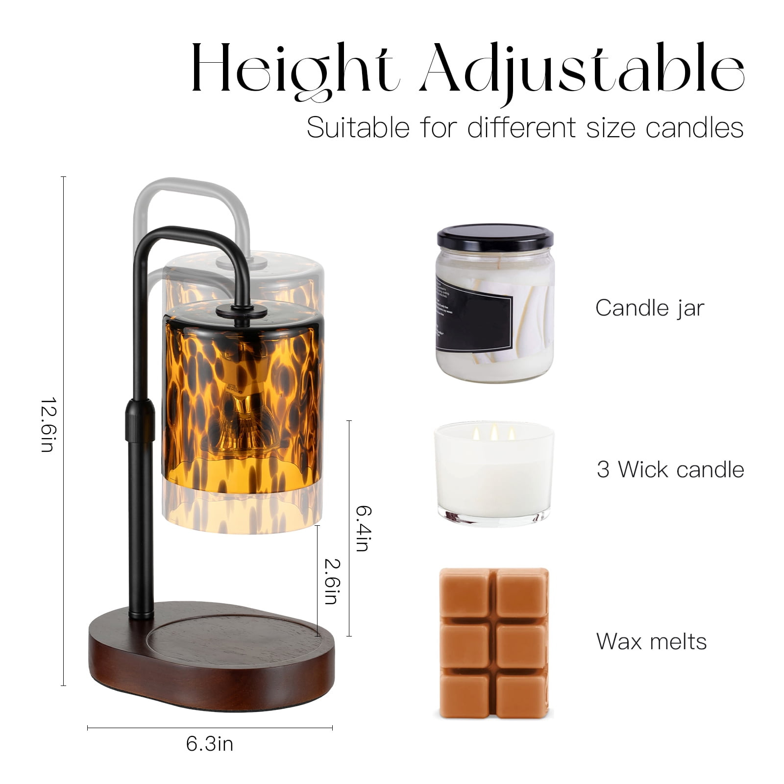 Sziqiqi Adjustable Candle Warmer Lamp with Timer: Vintage Leopard Lamp with 2 Bulbs Dimmer Tortoise Shell Design Flameless for Safe Home Fragrance Christmas Home Decor Ideal Gift for Women
