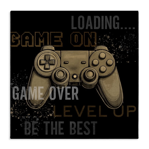 Stupell Industries Contemporary Gamer Controls Phrases Canvas Art, 17 x 17, by Kim Allen