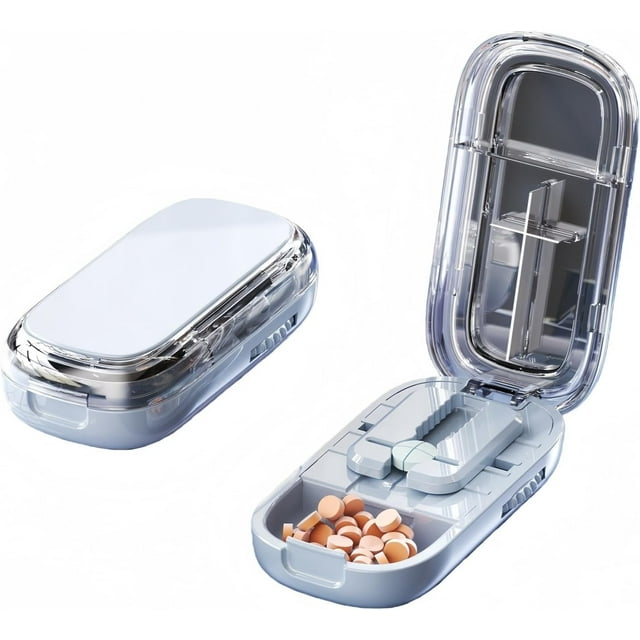 Multi Pill Cutter with Precision Guide, Adjustable Pill Splitter for Small & Large Pills (0.08"-0.59"), Even Cutting, Tablet Supplement Divider (Starlight Blue)