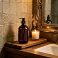 thumbnail image 6 of Dongrere 500ML Pump Bottle Dispenser Plastic Refillable Lotion Soap Shampoo Dispenser for Bathroom Kitchen Use, Brown, 6 of 6