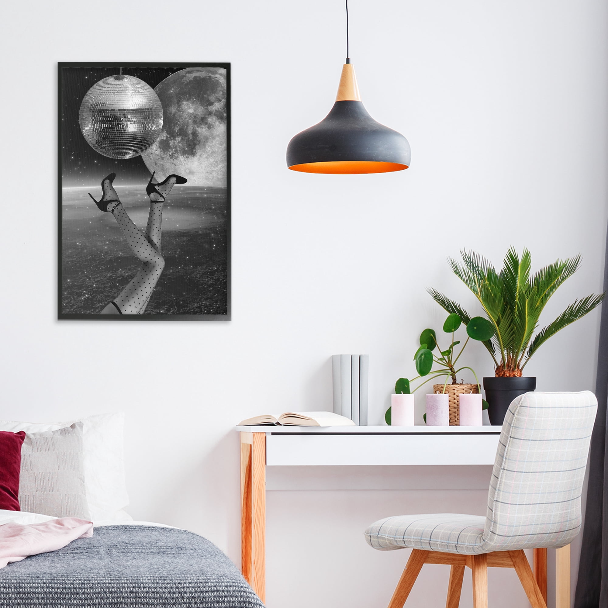 Hangin' Over Disco & Planet Black Framed Giclee Art, design by Elo Marc