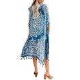 thumbnail image 3 of Kimono à Franges Bleu Anja pour Femmes, 3 of 9