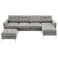 thumbnail image 4 of 110" L-Shape Convertible Sectional Sofa 4 Seats Couch with Movable Ottoman Storage Pockets Modern Upholstered Sofa for Apartment,Grey, 4 of 6