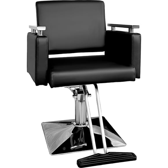 Sillon Silla Barberia Estetica Cuadrada 360° Moderna Negra Nanofort