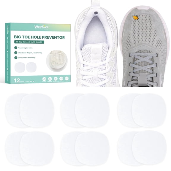 Welnove Shoes Big Toe Holes Prevention Repair Shoe Patches Adhesive Pads Prevent Fix Shoe Holes Worn Out, Back Heel Repair, for Sneakers Dress Casual Shoes (6 Pairs)