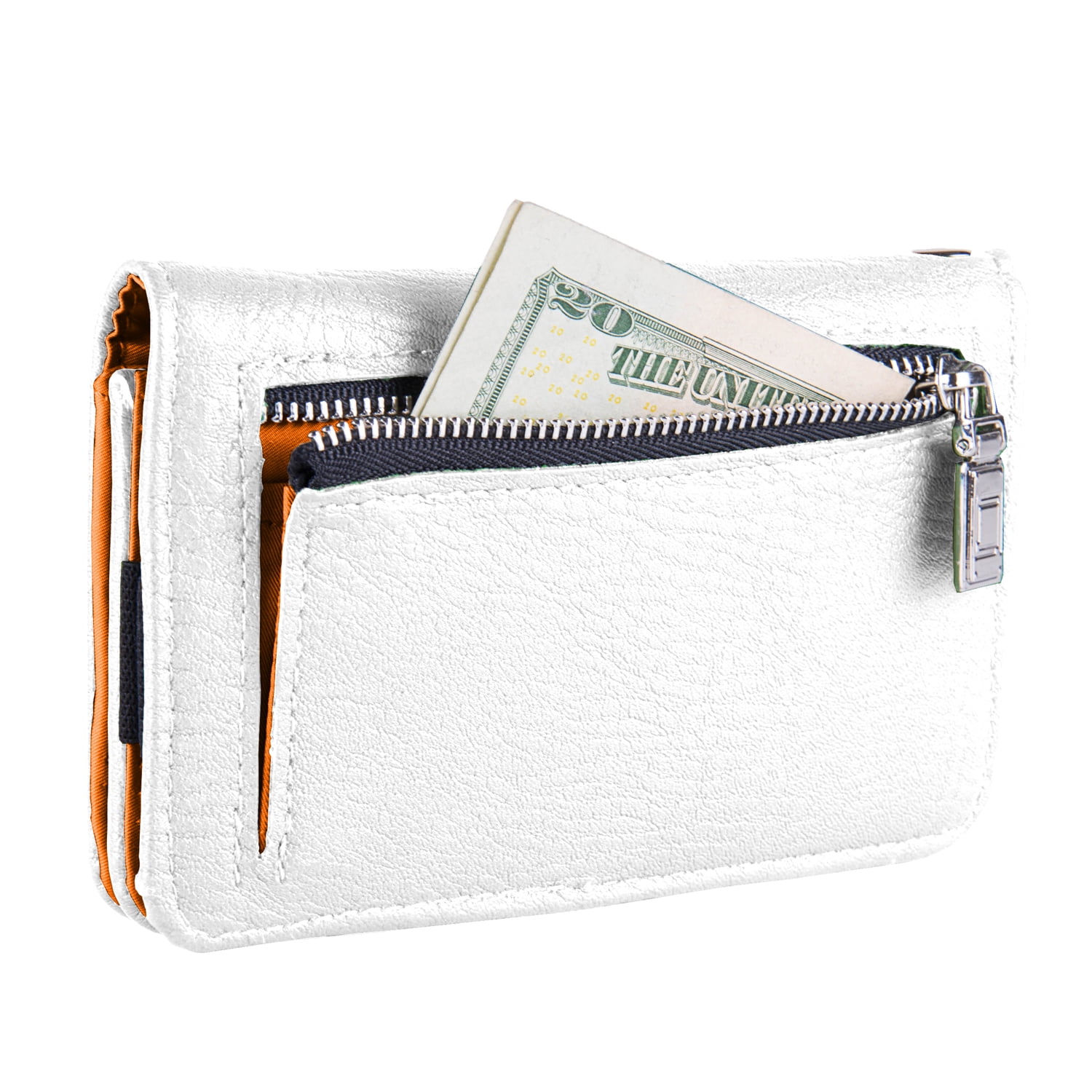 Women Clutch Wristlet Wallet Case with Phone Compartment (White)