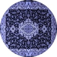 thumbnail image 1 of Ahgly Company Machine Washable Indoor Round Medallion Blue Traditional Area Rugs, 6' Round, 1 of 4