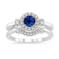 thumbnail image 2 of 1.25 Carat Sapphire and Diamond Wedding Ring Set for Women in 14k White Gold affordable sapphire & diamond engagement ring, 2 of 2