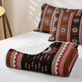 thumbnail image 4 of Erosebridal Brown Aztec Strip Bed Spread Queen,Western Tribal Queen Coverlet Set For Boys,3-Piece, 4 of 7