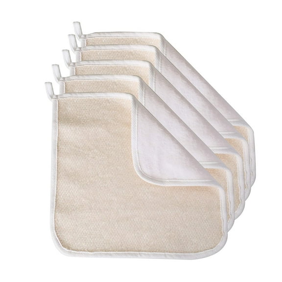 5Pack Soft-Weave Wash Cloths for Face and Body, Exfoliating Washcloth, White, Small