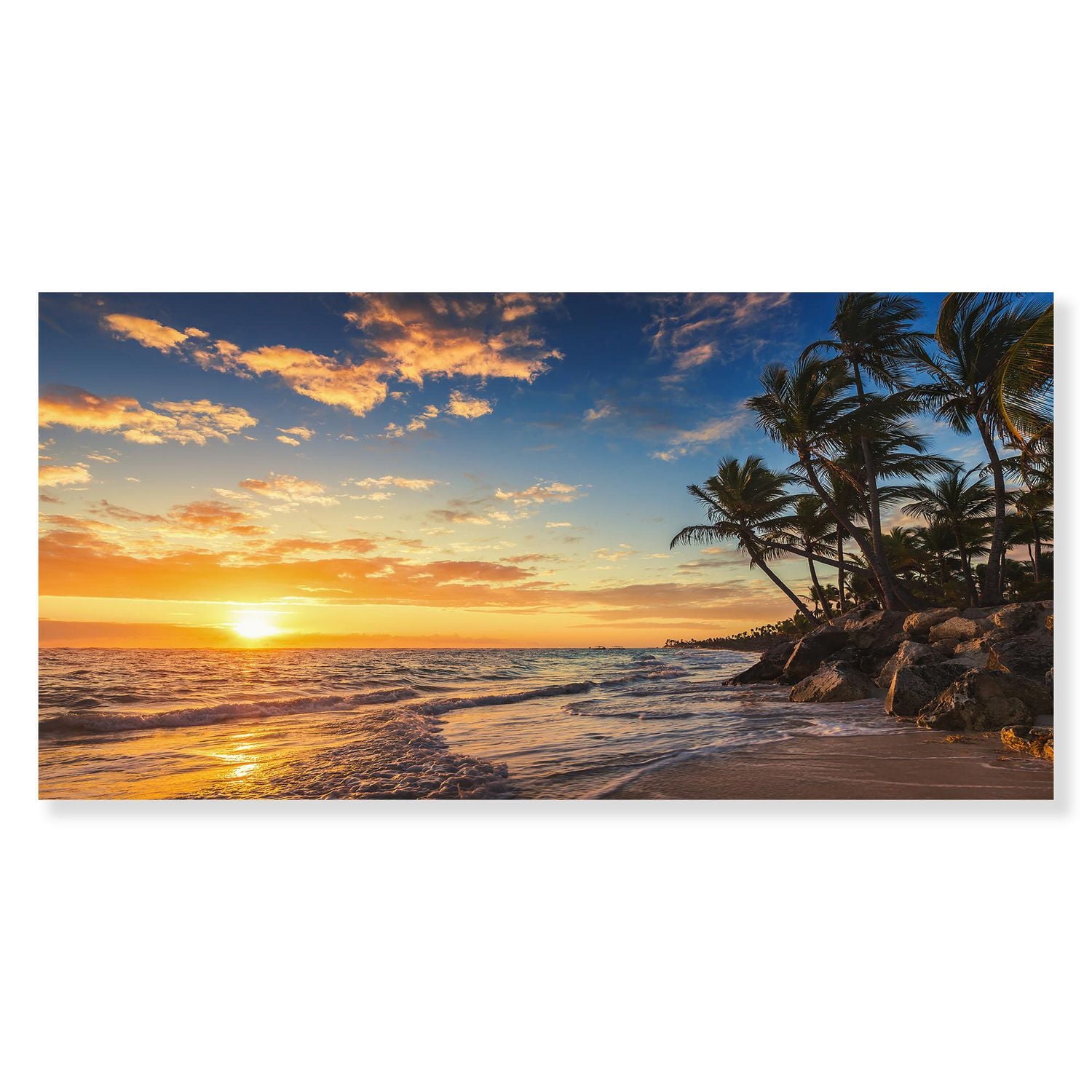 Designart Paradise Tropical Island Beach avec des palmiers Art mural sur toile
