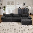 thumbnail image 3 of Muumblus Modular Sectional Sofa with Movable Ottoman, Oversized L-Shaped Cloud Sofa with Chaise, Boneless Deep Seat Living Room Couch, Black Chenille, 3 of 12