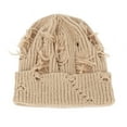 thumbnail image 4 of UTSJKR Unisex Winter Beanie Hat, Distressed Knit Skull Cap, Plain Cuff, Slouchy Ripped Style Knit Cuffed Beanies Khaki, 4 of 4