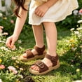 thumbnail image 2 of WAYUTE Girls' Sandals Fashionable Strap Flat Sole Shoes Hook and Loop Beach Shoes for Big Kids and Youth Walking Summer Outdoor, 2 of 4
