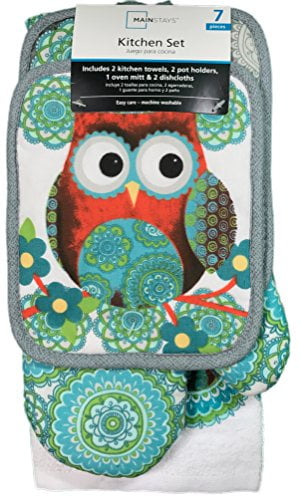 Mainstay Blue Owls Kitchen Towel