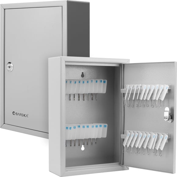 Caja De Cerradura Para Gabinete De Llaves Barska Con Ganchos Numerados, Etiquetas Blancas, 40 Posiciones, Gris