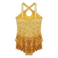thumbnail image 4 of YONGHS Kids Girls Latin Salsa Tango Dance Dress Sleeveless Sequins Tassel Gymnastics Skirted Leotard Yellow 8, 4 of 7
