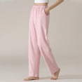 thumbnail image 2 of Lenpel Women's Cotton Sweatpants Elastic High Waisted Wide Leg Yoga Lounge Pants Casual Loose Joggers with Pockets, 2 of 5