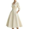 thumbnail image 3 of Women'S Vintage Dress Fall Fit Long Sleeve Elegant Cocktail Party Formal Church Dresses White XXL, 3 of 7