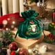 thumbnail image 1 of Bolsa de regalo navideña de terciopelo | Bolsa pequeña navideña roja y verde de 9,9 x 13 cm | Bolsa de tela reutilizable para dulces con asa resistente | Embalaje navideño festivo para regalos y, 1 of 6