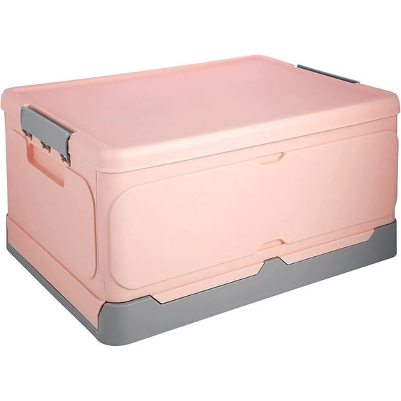 Folding Storage Box, Student Books Storage Box, Foldable Storage Box for Clothes, Snacks, Toys, Etc., Suitable for Home Use, Supermarket Shopping, Car Trunk, 18.5" x 13.3" x9.0", Large, Pink