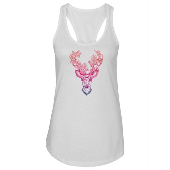 Bohemian Deer Head With Flowers Tank Women -Image by Shutterstock, Female Small