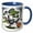 Blue/White, variant on 3drose, Funny Cute Cool Alligator Playing Soccer Sports Abstract Gator, 15oz Mug