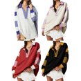 thumbnail image 6 of KelaJuan Women Loose Shirt Contrast Colors Striped Long Sleeve Tops Casual Pullover for Fall Club Streetwear Aesthetic Clothes, 6 of 6