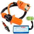 thumbnail image 1 of LEEYNEER High Performance Racing Ignition Coil 6 Pin CDI 3 Electrode Spark Plug for GY6 50Cc ATV, 1 of 7
