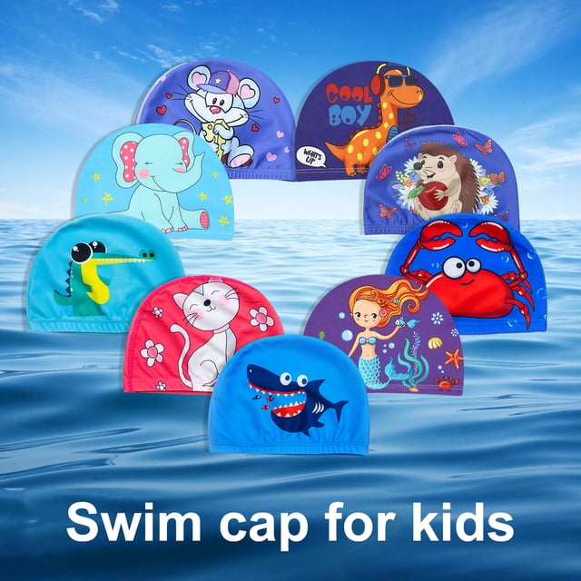 Swimming Hat Breathable High Elastic Quick-drying Ear Protection Cartoon Print Swim Pool Hat for Children