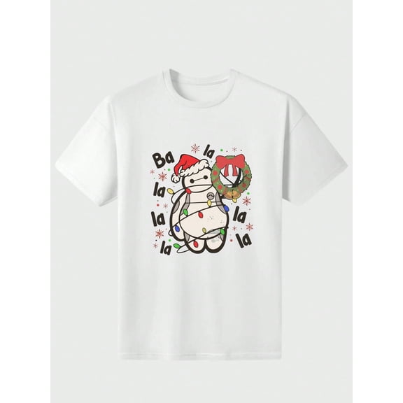 Big Hero Baymax, Fa La La La La Custom T-Shirts for Men, Women Casual Digital Print 220g Pure Heavy 100% Cotton T Shirt 100% Cotton