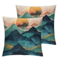 thumbnail image 2 of Acheng Mountain Outdoor Decorative Throw Pillow Covers,Watercolor Fall Camp Square Cushion，for Living Room Couch and Bed ,2 Pcs (Mountain) White, 2 of 6