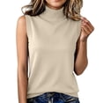 thumbnail image 3 of Womens Sleeveless Sweater Ribbed Solid Color Mock Neck Slim Fit Basic Layering Vest Spring Fall Casual Pullover Sweater, 3 of 8