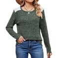 thumbnail image 2 of Camisas de Larga y Cuello Redondo para Mujer, Corte Holgado, Estilo Túnica Informal Elegante, Suéter, Ropa de Otoño e Invierno Verde L, 2 of 10