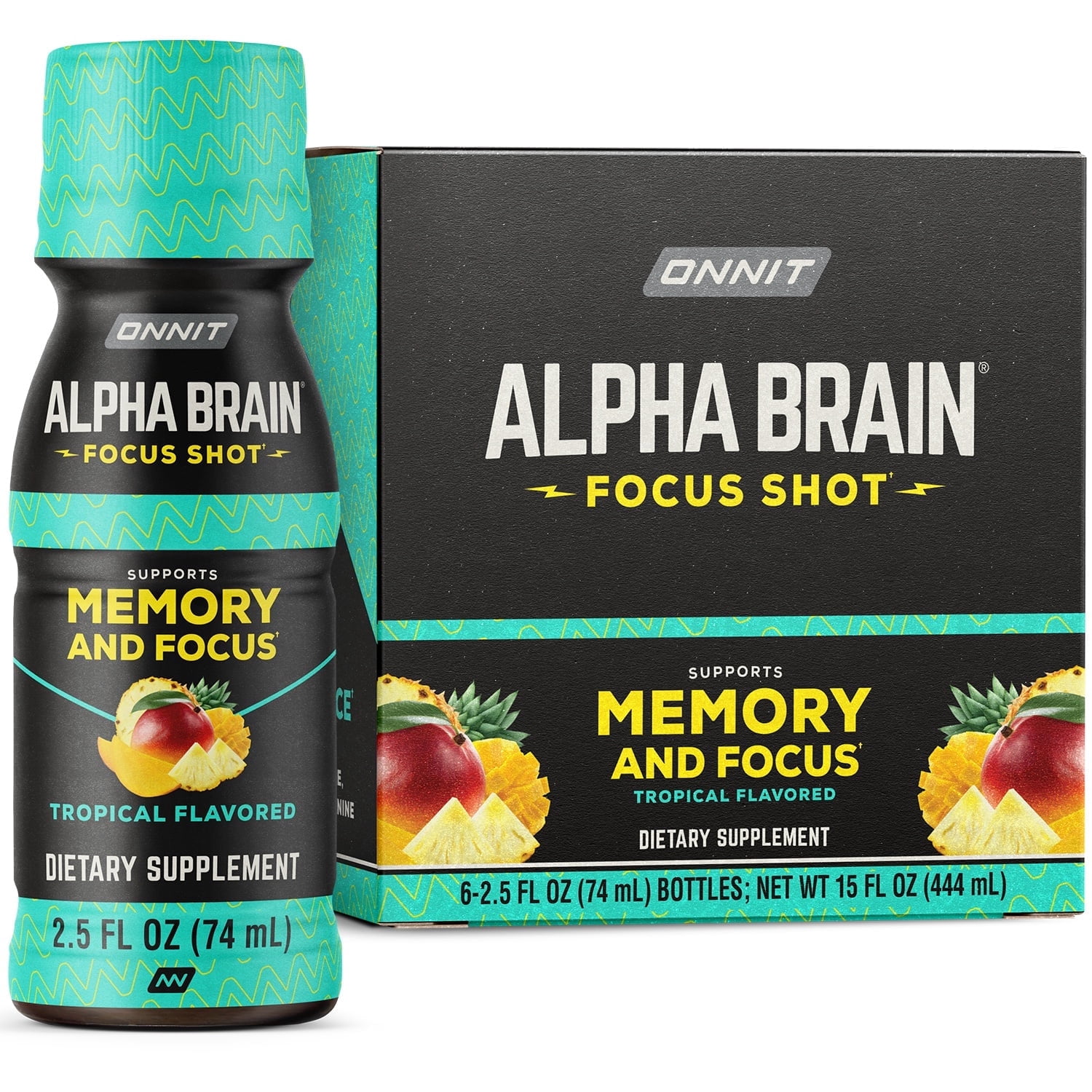 Onnit, Alpha BRAIN¬Æ Focus Shot, 6 Count, Peach Flavored - Walmart.com