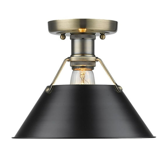 Yep by Golden Lighting Orwell 1-light Flush Mount in Aged Brass and Rubbed Bronze shade