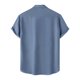 thumbnail image 4 of Ceisia Men's Solid Color Loose Fit Short Sleeve Button Down Shirt for Casual & Vacation Wear Blue M Gifts, 4 of 9