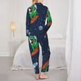 thumbnail image 5 of Junzan Dinosaur Astronaut Space Surfing Print Womens Pajama Sets,Long Sleeve Button Down For Women Pjs 2 Piece, 5 of 9