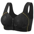 thumbnail image 2 of Yeaiivve Front Closure Daisy Bras for Women No Underwire Comfort Bralettes Older Senior Wireless Snap Closing Bra Black XXXXXL, 2 of 6