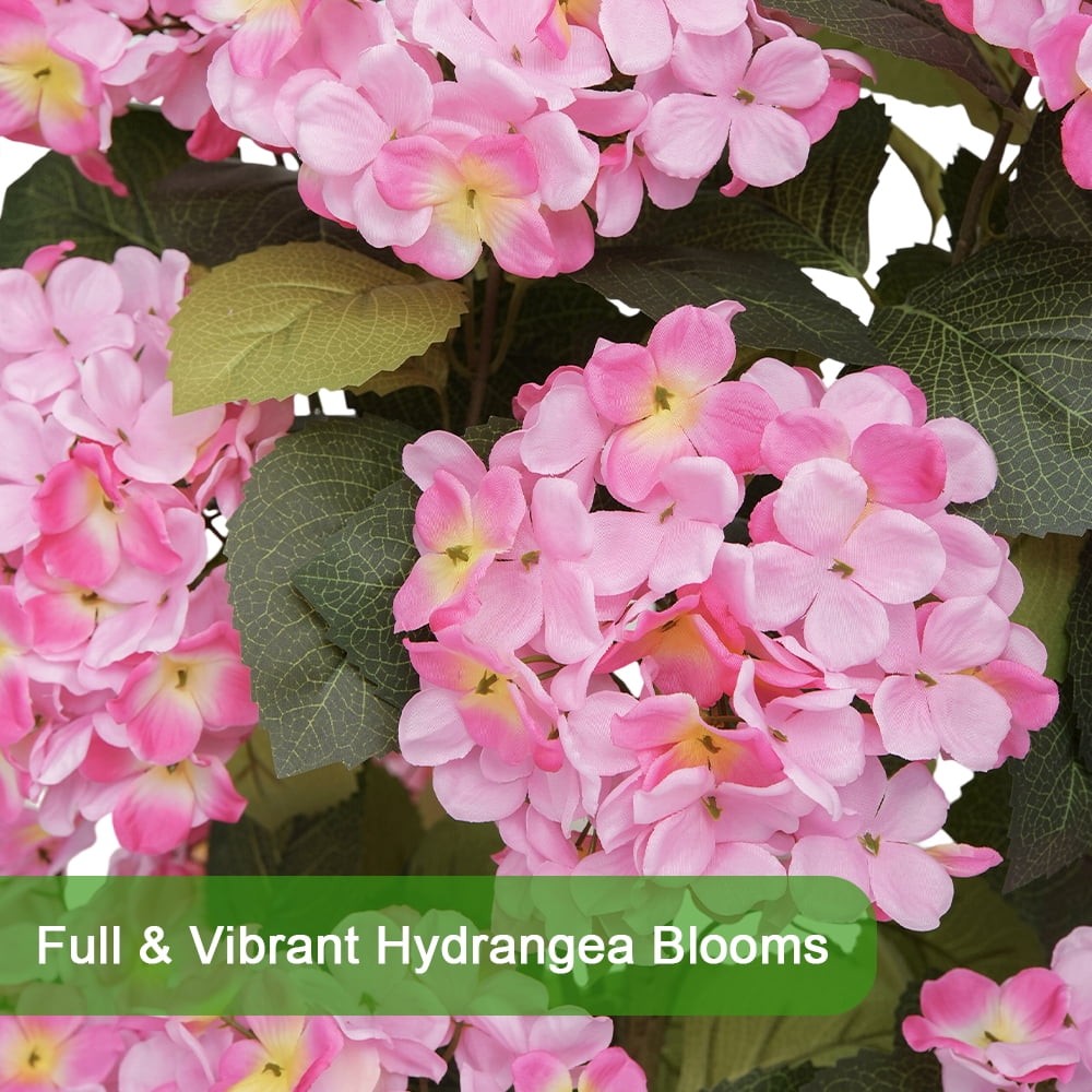 2Sets-3Ft Simulation Hydrangea Tree, Equipped with Realistic Pink Hydrangea Flowers and Evergreen Leaves, Suitable for Indoor and Outdoor Bonsai and Artificial Flower Decoration