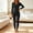 Black, variant on Women Fall Winter Solid thermal Underwear Set, Crew Neck Fleece Lined Thick Warm Slim Fit Base Layer Long Johns for Cold Weather Red