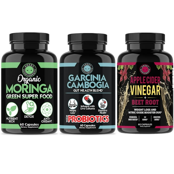 Organic Moringa, Garcinia Cambogia Probiotics, Apple Cider Vinegar with Beet Root Powder - Detox, Weight Loss, Nitric Oxide