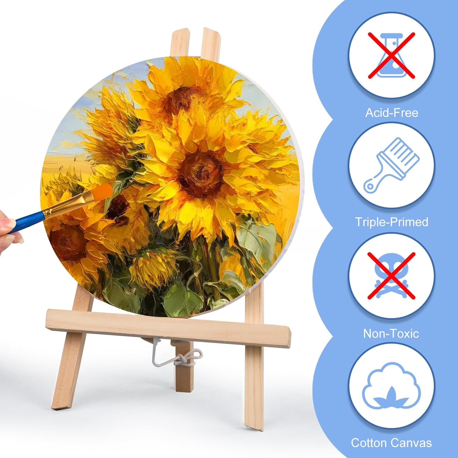 12 Pack Stretched Canvas for Painting, 4x4, 5x7, 8x10, 10x12, 12x16(2 of Each), Round Canvas with 8x8, 12x12(1 of Each), Blank Canvases Primed Paint Canvas for Beginners, Artists