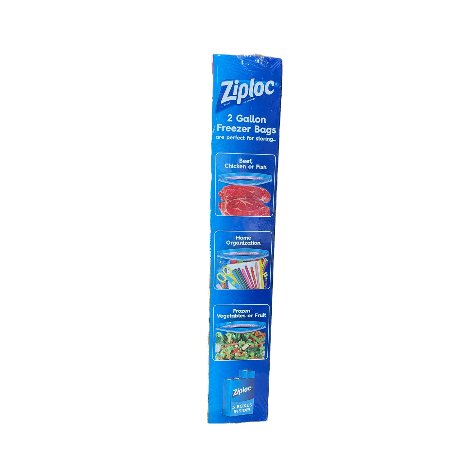 3 Pack Ziploc 2 Gallon Clear Freezer Food Storage Bags, 10 Bags/Pack 