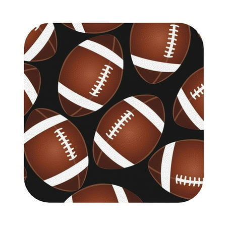 

Bingfone Brown Football On Black Personalized Coaster Set 4 For Drinks Coffee Table Bar Beer Wine Cup Coasters 4 Inch