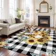 thumbnail image 3 of Sunflower 5'x8' Area Rug for Living Room, Gnomes Black White Checkered Farmhouse Washable Non-Slip Rugs for Bedroom Nursery Dining Room, StainResistant Low-Pile Kitchen Carpet Large Entryway Rugs, 3 of 9