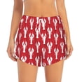 thumbnail image 2 of Fuzoiu Cartoon Lobster Print Women's Athletic Shorts, Double-Layer Running Shorts with Pocket,Women's Workout Shorts for Yoga, Gym, and Workouts-Large, 2 of 7